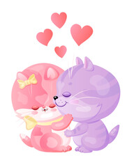 Kittens hug each other