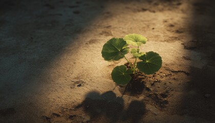 Young Cucumber Plant Basking In The Sunlight. The Small Seedling Looks Vibrant And Healthy As It Grows Under The Warm Sun.