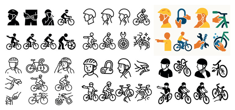 Bicycle safety and maintenance icons collection - Powered by Adobe
