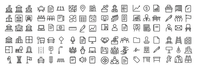 Business and office icon set collection