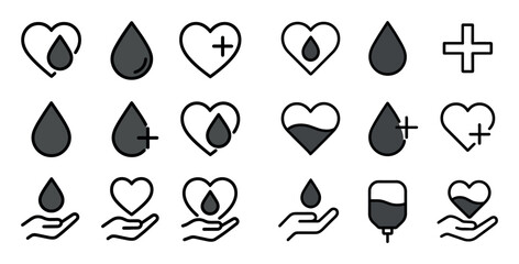 Minimalist Blood Donation Icons