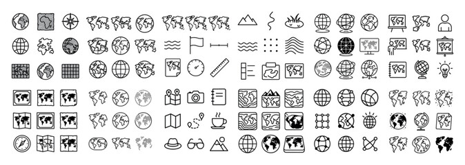 Fototapeta premium World map icons collection