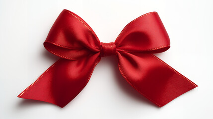 Red Satin Ribbon Bow Isolated on White