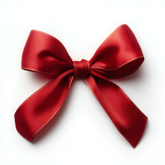 Red Satin Ribbon Bow Isolated on White