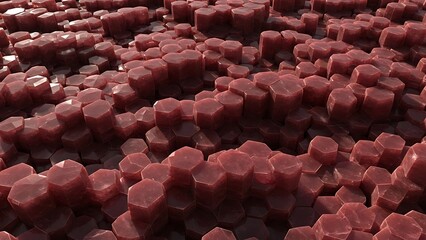 Abstract background texture of red hexagonal prism structure