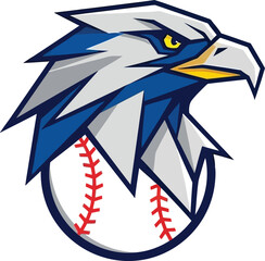 Aggressive Blue Eagle Head Baseball Mascot Design with Yellow Eye logo design vector