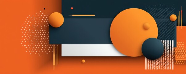 Abstract geometric background with overlapping shapes in orange and dark tones
