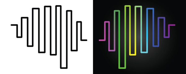 Vibrant audio spectrum display on black and white gradient background for music visuals or data analysis projects needing modern style.