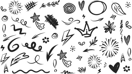 Doodle lines Arrows circles and curves vectorhand drawn design elements 