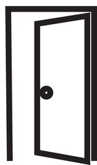door icon set in black line style. Door icons . Open, close and ajar door. . Opened entrance door line style - stock vector. isolated on transparent background