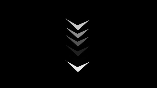 Looping directional arrow line icon animation, abstract arrow concept showing movement and direction for overlay video layers in modern interface