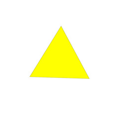 A simple illustration of a yellow triangle shape set against a plain white background in a minimalist style