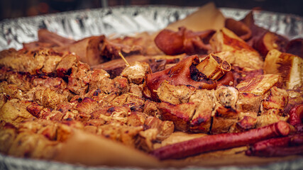 Hot grilled meat pan