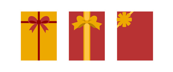 Cute new year present box set featuring simple holiday gift designs with ribbons bows and warm festive colors ideal for seasonal illustrations packaging design greeting cards branding decoration
