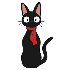 Christmas black cat Vector Art