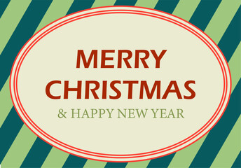 Naklejka premium Tarjeta de navidad y año nuevo con patrón de rayas y diseño retro