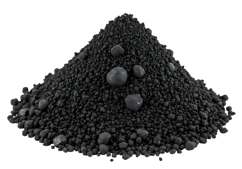 Heap of fine dark granules, useful for industry or agriculture