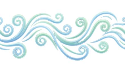 Swirls abstract sea waves wavy design seamless border elements illustration pattern isolated on transparent background