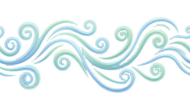 Swirls abstract sea waves wavy design seamless border elements illustration pattern isolated on transparent background - Powered by Adobe