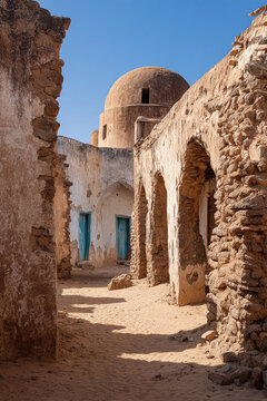The serene scene of ancient ruins in Zeila, showcasing historical Somali architecture and the echoes of a rich trading past.