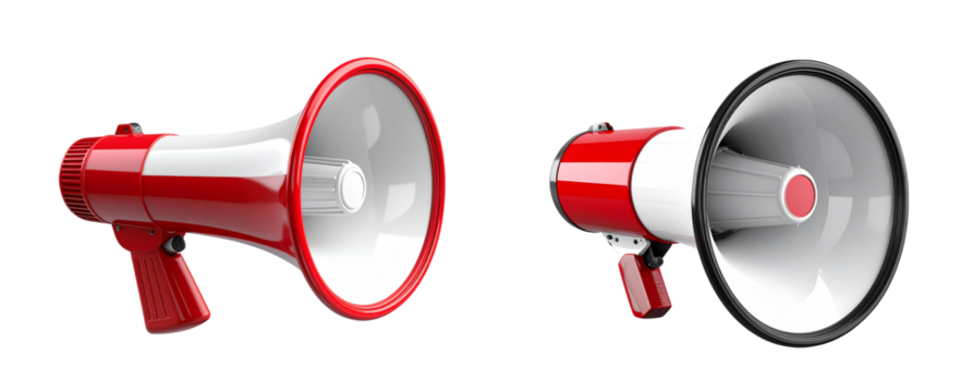 Red and White 3D Horn Illustration for Marketing – Transparent