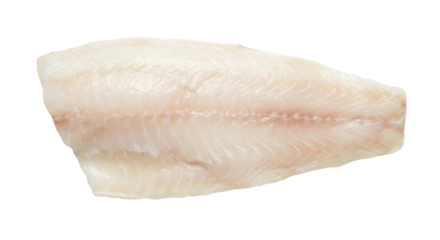 Fresh raw cod fish fillet on transparent background ready for tasty cooking isolated on transparent background