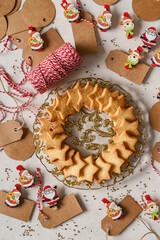 Composition of star-shaped biscuits on a Christmas plate.