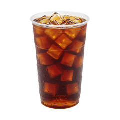 Ice tea on plastic cup on transparent background PNG Generative AI