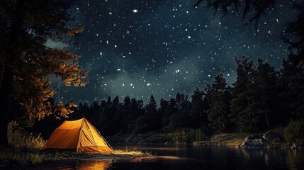 Camping under a starlit sky