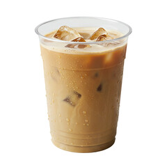 Iced cappucino in plastic cup on transparent background PNG Generative AI