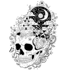 Gothic Dream Symbolism-Skull, Moon & Time