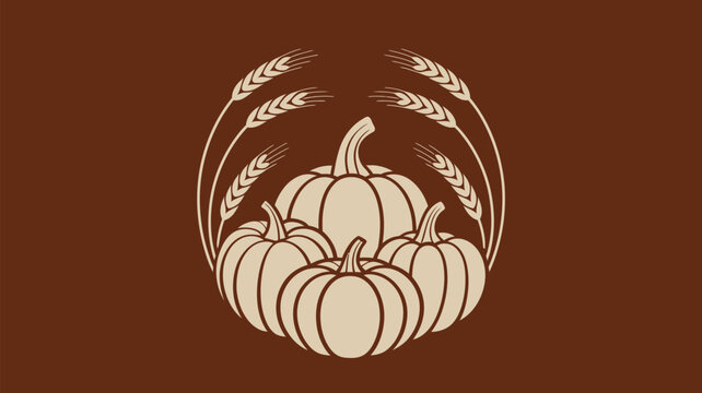 Celebrate Autumn's Bounty with this Stylish Pumpkin and Wheat Design for Thanksgiving, Harvest Festivals, and Fall Decor projects, exuding warmth