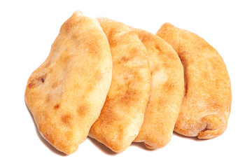 Pies with cabbage (pirozhki) isolated on white. Homemade baking