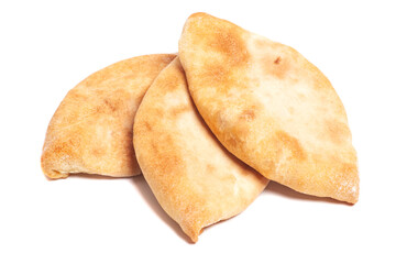 Pies with cabbage (pirozhki) isolated on white. Homemade baking