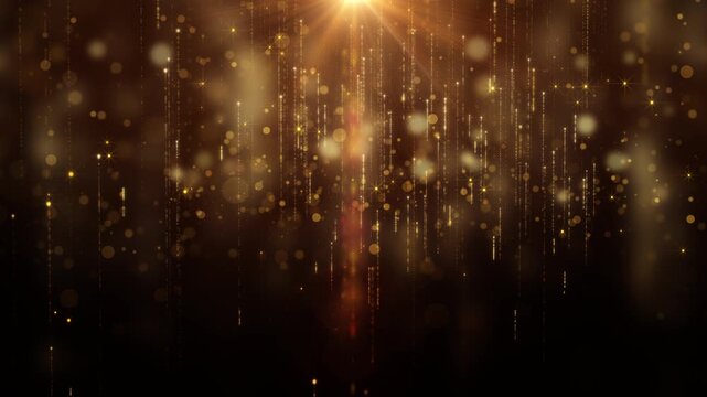 Dreamy Golden Lens Flare Winter Snowflake 4K Loop Motion Background with Soft Falling Crystal and Holiday Magic Glow