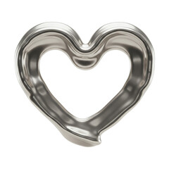3d silver style love heart icon, Y2k chrome shapes, Trendy futuristic illustration on transparent background PNG Generative AI