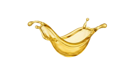 Golden liquid splash element creating dynamic flow isolated on transparent backdrop isolated on transparent background
