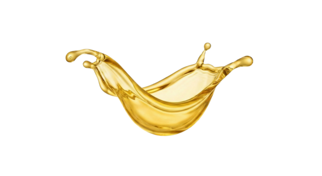 Golden liquid splash element creating dynamic flow isolated on transparent backdrop isolated on transparent background