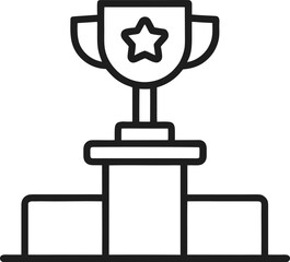 Trophy on Winners Podium Icon outline vector illustration on white background