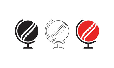 Globe Earth Sphere Icon Set | Travel, Education, and World Map Vector