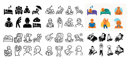 Naklejka premium Stick figures relaxing and meditating
