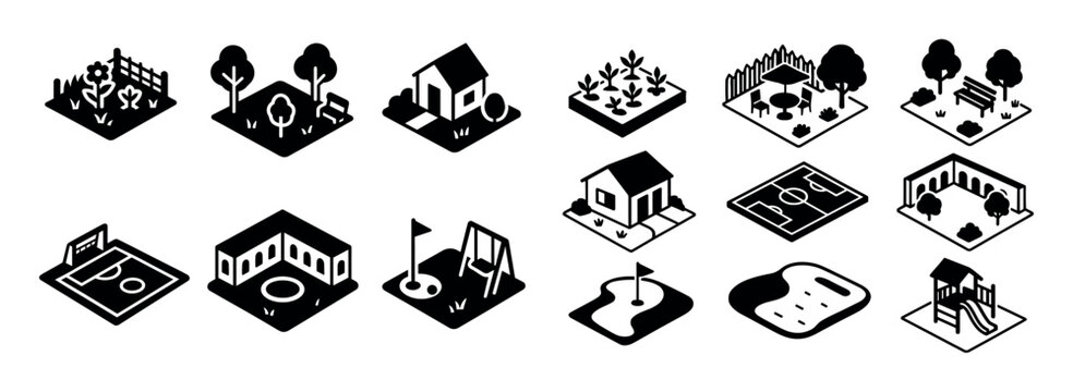 Isometric Lawn Care Icons
