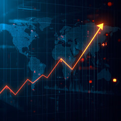 business graph background with arrow, Financial Growth Chart with Upward Arrow