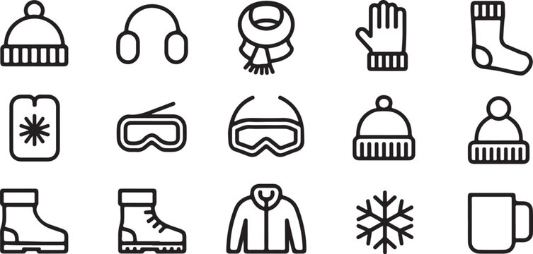 Winter clothing and accessories collection in vector format for seasonal designs and promotions