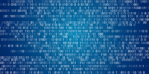 Blue screen computer binary code listing table background © As