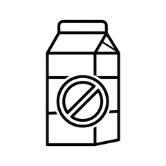Lactose-free milk carton outline icon, symbolizing dairy allergy or vegan diet and healthy lifestyle