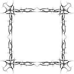 Vintage decorative frame in Gothic style - elegant black frame on transparent background, PNG, 300 DPI