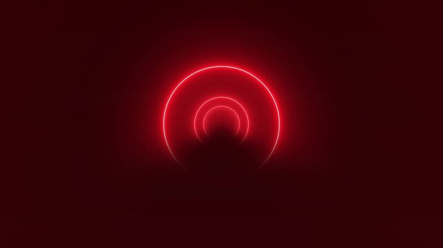 Abstract glowing neon tunnel technology animation with dark background.
