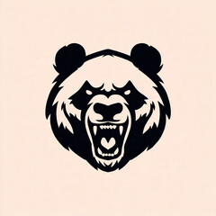 Bold panda bear illustration showcasing strength and determination for brand identity or impactful design projects with striking black and white contrast