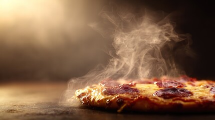 HD Pizza Close-Up for Food Blog and Social Media with Recipe Space on Right Side